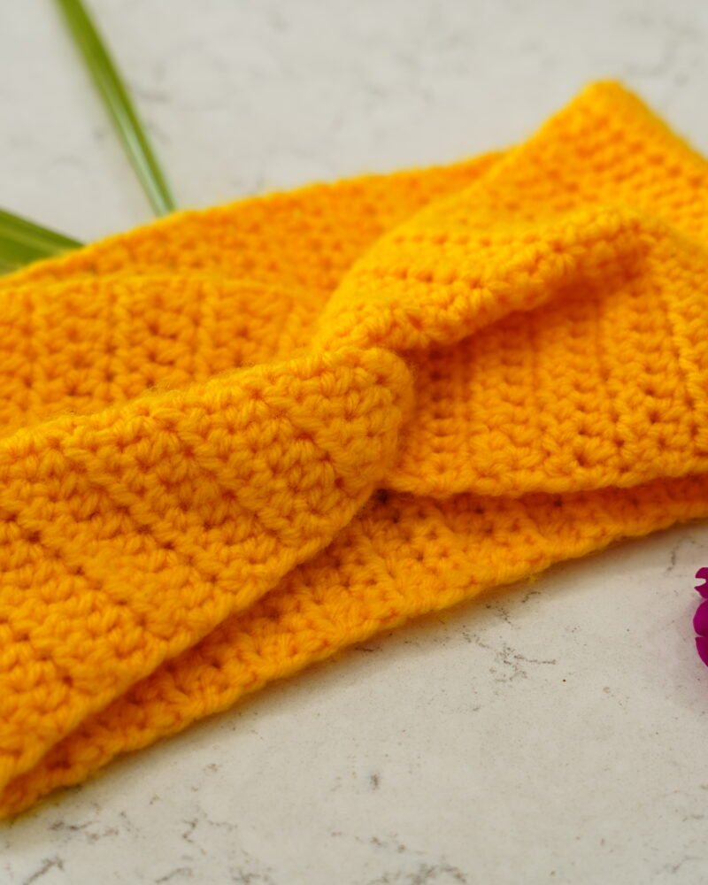 Crochet Mustard Bow Headband
