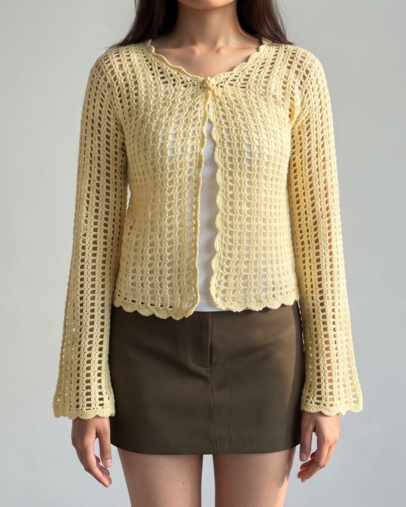 Ivory Lace Crochet Cardigan