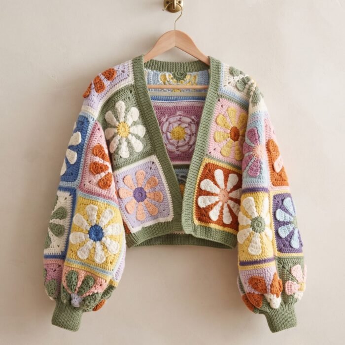 Garden Bloom Patchwork Crochet Cardigan