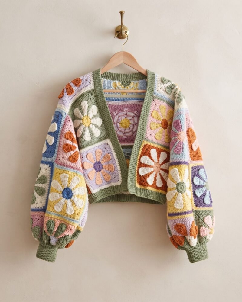 Garden Bloom Patchwork Crochet Cardigan