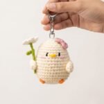 Handmade Crochet Chick Flower Keyring