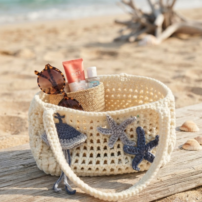 Starfish Crochet Beach Bag