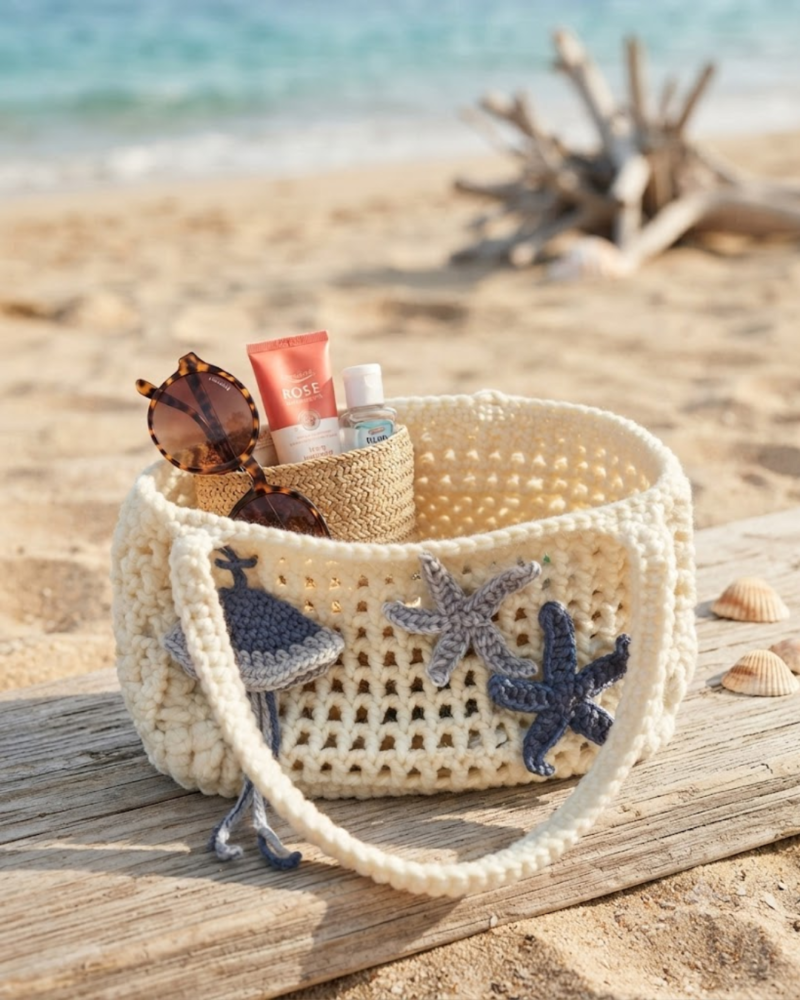Starfish Crochet Beach Bag