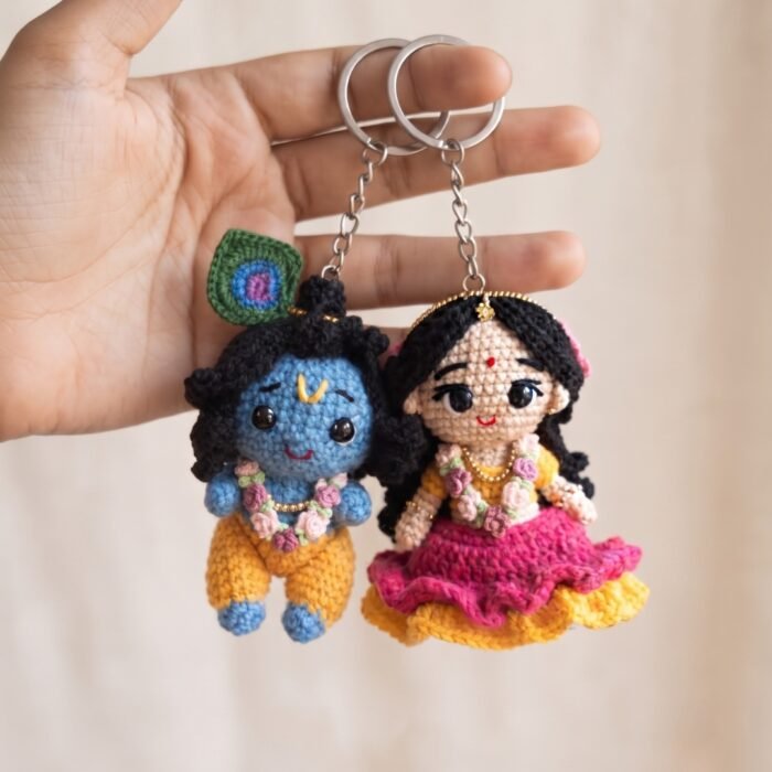 Radha Krishna Crochet Couple Keychain