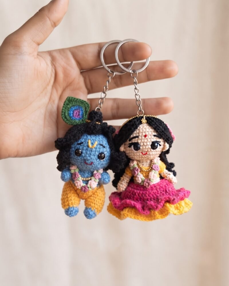 Radha Krishna Crochet Couple Keychain