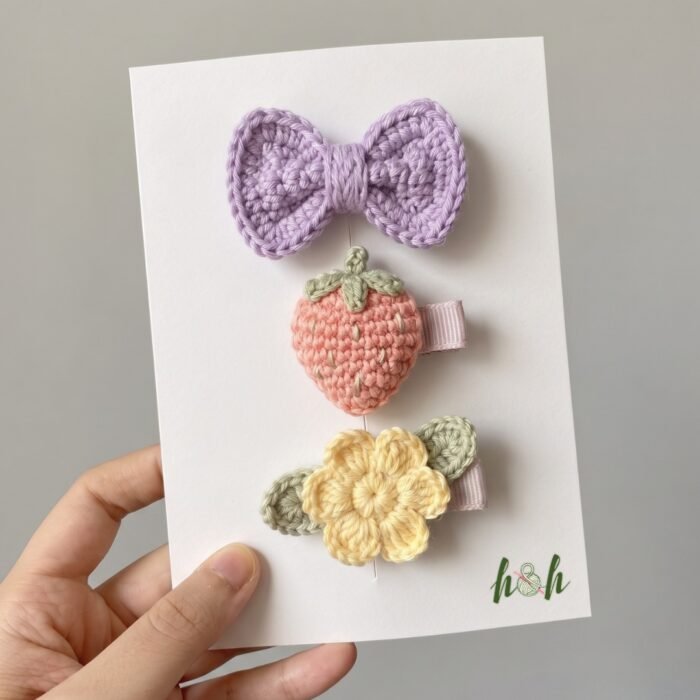 Hair Clip Set-Strawberry, Bow & Flower Hair Accessories