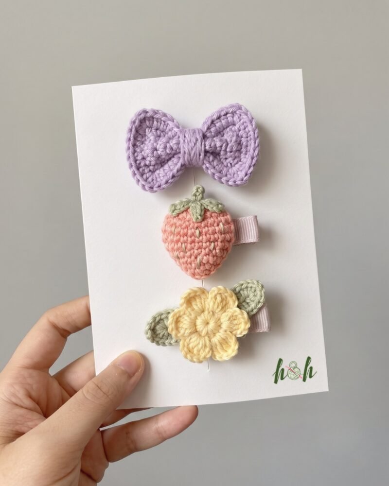 Hair Clip Set-Strawberry, Bow & Flower Hair Accessories